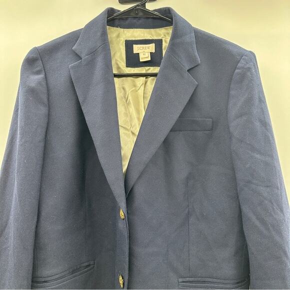 J. Crew Factory Wool Blend Navy Blue Long Sleeve Button Blazer Size 10 - Picture 2 of 10